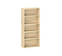 Etagère cube colonne - bibliothèque - rangement 5 compartiments - dim. 60 x 24 x 133 cm - effet bois naturel
