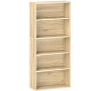 HOMCOM Bibliothèque étagère de Rangement avec 5 Compartiments et étagère réglable, Meuble de Rangement pour Bureau, Salon, Chambre, 60 x 24 x 133,5 cm, Effet Bois Naturel
