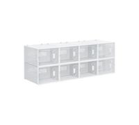 HOMCOM Meuble de rangement modulable, 8 cubes, étagère de rangement en plastique empilables, meuble à chaussures, vêtements, livres, jouets, meuble casier rangement cube, blanc et transparent