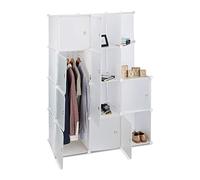 Étagère Cubes penderie Armoire Rangement 10 casiers Plastique modulable DIY HxlxP: 146x110x46 cm, Blanc