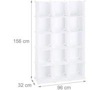 Etagère cubes rangement penderie armoire 15 casiers plastique chaussures modulable blanc 13_0001075_2