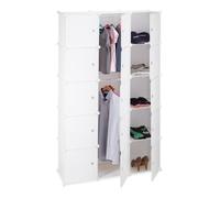 Étagère cubes - RELAXDAYS - 11 casiers - 2 tringles - Plastique - Blanc - 37 x 110 x 181 cm