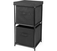 Etagère cubique et 2 tiroirs en tissu - 57 x 31 cm - Etagère sur pied en métal avec 2 boîtes en non-tissé