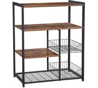 Étagère cuisine rangement four micro onde style industriel marron et noir 12_0000547