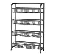 Etagere Cuisine, Support de rangement pour collations de supermarché, étagère de comptoir pour chips de pommes de terre, jouets, bonbons, boissons, chariot à fruits et légumes avec roulettes (noir 60