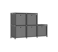 Etagère d affichage 5 cubes et boîtes Gris 103x30x72,5 cm Tissu