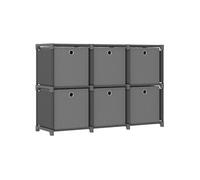 vidaXL Étagère d'affichage 6 cubes avec boîtes Gris 103×30×72,5 cm Tissu