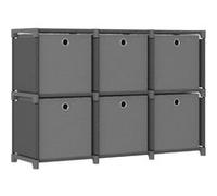 vidaXL Étagère d'affichage 6 cubes avec boîtes Gris 103×30×72,5 cm Tissu