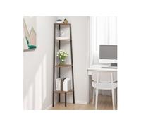 vidaXL Étagère d'angle 4 niveaux – Bibliothèque salon intérieur marron foncé et noir