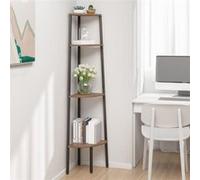 vidaXL Étagère d'angle 4 niveaux – Bibliothèque salon intérieur marron foncé et noir