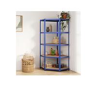 vidaXL Étagère d'angle à 5 niveaux – bleu, acier et bois d'ingénierie