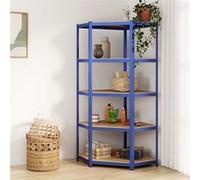 vidaXL Étagère d'angle à 5 niveaux – bleu, acier et bois d'ingénierie