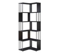 [en.casa] Étagère d’Angle Design Intemporel avec 5 Niveaux de Rangement Meuble de Stockage sur Pied Pratique pour Salon Panneau de Particules Métal 160 x 54 x 54 cm Noir