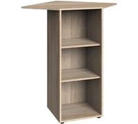 Étagère d‘angle avec 2 tablettes en mélamine coloris imitation chêne - longueur 66 x hauteur 98 x profondeur 66 cm -PEGANE- chêne G