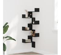 vidaXL Étagère d'angle en bois d'ingénierie Noir 45×45×147 cm
