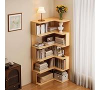 Étagère D Angle en Bois Massif, Rangement Ouvert 5 Niveaux,Five Floors | Étagère d'appoint compacte en bois avec tablettes ouvertes et coins arrondis, parfaite pour les petits espaces.