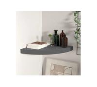 Etagère d angle flottante gris brillant 35x35x3,8 cm MDF