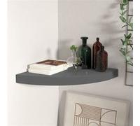 Étagère d angle flottante gris brillant 35x35x3,8 cm MDF gris brillant G
