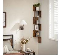 VASAGLE Étagère d’Angle Murale, Étagère de Rangement à 5 Niveaux, Étagère à Plantes, pour Chambre à Coucher, Salon, Salle de Bain, Bureau à Domicile, Marron Rustique
