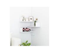 vidaXL Étagère d'angle murale en bois d'ingénierie blanc 40 x 40 x 50 cm