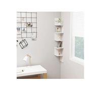 Etagère d angle murale Blanc brillant Bois d ingénierie