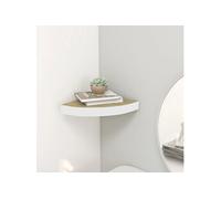 Etagère d angle murale Chêne et blanc 25x25x3,8 cm MDF