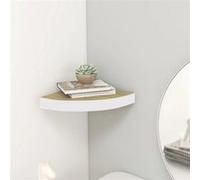 Etagère d angle murale Chêne et blanc 35x35x3,8 cm MDF