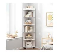 Étagère D Angle Pour Plante, Bibliothèque D'angle Salon, Multi-Rangement Pour Livres Et Objets Décoratifs, Matériau Bois Ingénierie Durabl Et Stable, Facile(Blanc,30 * 30 * 180cm)