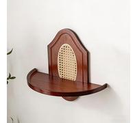 Étagère d’Autel Bouddhiste Murale, Support de Statue Bouddha en Bambou et Rotin, Petit Autel de Méditation Zen pour Salon, Table de Prière et Offrandes, Gain de Place.(Rose,38X17CM/15X6.7IN)