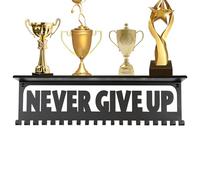 Étagère d'affichage de médailles : étagère pour trophées à montage mural de 40 cm, support en bois résistant, produits délicats, design de crochet en métal | élégant pour gymnase médailles C