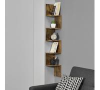Étagère d'angle 123x19,5x19,5 cm Étagère murale Bibliothèque zigzag Étagère MDF noyer [en.casa]