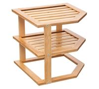 Paris Prix – Étagère d'angle Slant 2 niveaux 25 cm Bambou Naturel