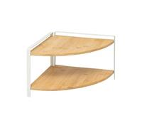 - Etagère d'angle 2 niveaux en bambou et métal ORDERA - Beige et blanc - Ordera