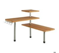 5five Étagère d'angle pour cuisine 3 niveaux bambou et inox avec 4 crochets