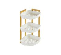 Etagère d'angle 3 niveaux blanc bambou Natureo