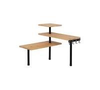 - Etagère d'angle 3 niveaux en bambou et inox - Beige et noir