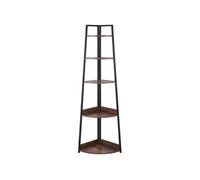 VEVOR Étagère d'angle à 5 Niveaux, bibliothèque du Coin, Hauteur 178 cm, Meuble de Rangement Mural avec Cadre en métal et étagères en Bois, Porte-Plantes étroite, pour Chambre, Salon, Bureau, Cuisine