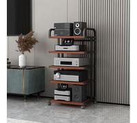 Étagère d'angle à 3/4/5 niveaux avec roulettes, armoire stéréo moderne et rack audio, rangement ouvert pour équipement HiFi, tour multimédia élégante (rouge, 50 x 40 cm)
