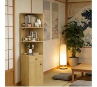 Étagère d'angle à 3 niveaux-MENGDA-Bibliothèque en bois-Avec 1 tiroir et 1 armoire-Pour plantes,salon,bureau,chambre à coucher