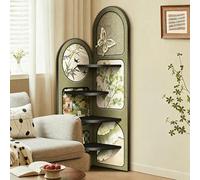 Étagère d'angle à 4 niveaux, bibliothèque d'angle en forme de L, design incurvé, étagère de présentation haute et autoportante, tour de rangement pour livres, idéale pour le salon(B,Small)