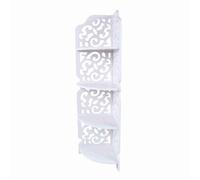 Étagère d'angle à 4 Niveaux, Bibliothèque, Présentoir pour Chambre à Coucher, Salle de Bain, Design sculpté en WPC Blanc, 31.5x8.3x7.5