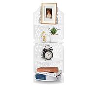 Étagère d'angle à 4 Niveaux, Etagères d’Angle Sculptées Etagère de Rangement Autoportantes Bibliothèque de salle de bain étanche à l'humidité pour salon cuisine chambre bureau 84,5 x 18 x 22 cm