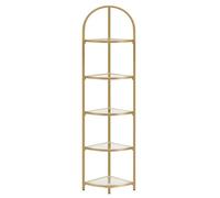 Étagère d'angle à 5 niveaux bibliothèque cadre en métal étagère de rangement en verre trempé