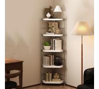 Étagère d'angle À 5 Niveaux, Étagère d'angle en Métal sur Pied, Étagères Réglables De Haut en Bas, Étagère De Rangement d'angle Multifonctionnelle pour Balcon De Salon(White)