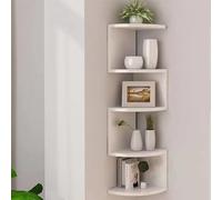 Etagère d'angle à 5 Niveaux Étagères De Coin Murales Étagère en Forme Zigzag Étagère d'angle Murale De Rangement en Bois pour Livres CD DVD (Blanc)