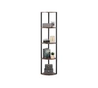 VEVOR Étagère d'angle à 5 Niveaux, Hauteur 162,5 cm, bibliothèque du Coin avec éclairage LED, Meuble de Rangement Tour avec Cadre en métal et étagères en Bois, pour Chambre, Salon, Bureau, Cuisine