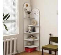 Étagère d'angle À 5 Niveaux, Présentoir d'angle sur Pied, Design À Boucle De Suspension, Design À Pieds Hauts, Petite Bibliothèque d'angle Élégante, pour Chambre, Salon(White)