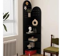 Étagère d'angle À 5 Niveaux, Présentoir d'angle sur Pied, Design À Boucle De Suspension, Design À Pieds Hauts, Petite Bibliothèque d'angle Élégante, pour Chambre, Salon(Black)