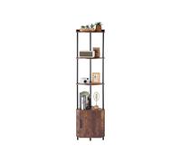 Etagère d'angle à 5 niveaux rangement étroit avec éclairage LED et portes
