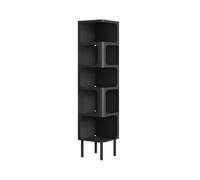 Étagère d'angle À 6 Niveaux, Étagère De Rangement en Métal sur Pied, Trou De Chargement Réservé, Moulure Monobloc, Bibliothèque d'angle Multifonctionnelle pour Chambre(Black)